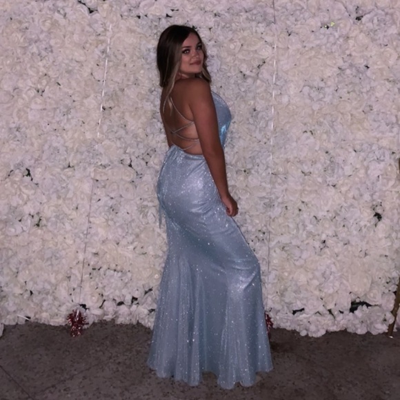 MADELINES BOUTIQUE BLUE PROM DRESS *WORN ONCE* - Picture 2 of 4